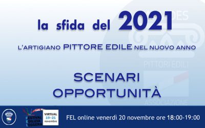 20 novembre ore 19.00 webinar: “L’artigiano Pittore Edile nel 2021, scenari e opportunità”